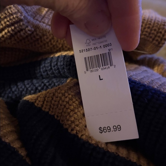 Gap Quarter Zip Oversized Kola Nut Striped 100% Cotton Pullover Sweater NWT L - Picture 3 of 3